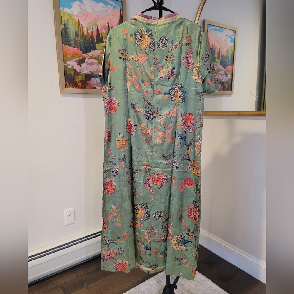 NWOT Faereisty Floral Green Chinese Dress Size XXL - Picture 4 of 4
